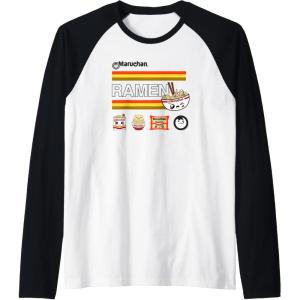 image:imageMaruchan Ramen Cute Anime Faces Logo Raglan Baseball TeeBlackWhite