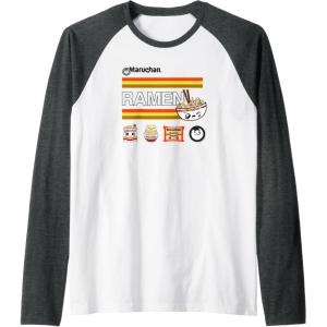 image:imageMaruchan Ramen Cute Anime Faces Logo Raglan Baseball TeeDark Heather GreyWhite