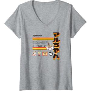image:imageMaruchan Ramen Cute Anime Faces Poster VNeck TShirtHeather Grey
