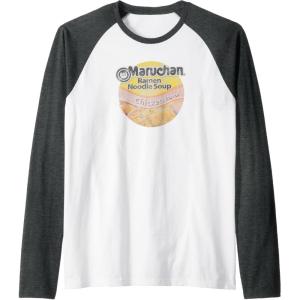 image:imageMaruchan Ramen Noodle Soup Chicken Flavor Vintage Logo Raglan Baseball TeeDark Heather GreyWhite