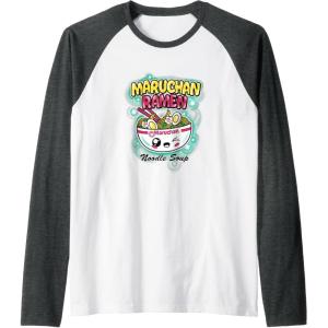 image:imageMaruchan Ramen Noodle Soup Kawaii Bowl Retro Poster Raglan Baseball TeeDark Heather GreyWhite
