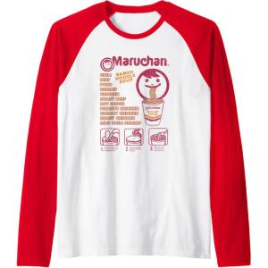image:imageMaruchan Ramen Noodle Soup Preparation Steps Distressed Raglan Baseball TeeRedWhite
