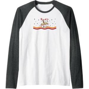 image:imageMaruchan Winking Anime Noodle Bowl Raglan Baseball TeeDark Heather GreyWhite