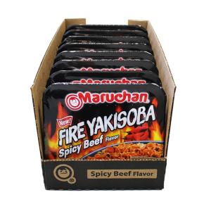 image:imageMaruchan Yakisoba Teriyaki Chicken Flavor  StirFried Japanese Instant Ramen Noodles High Protein Microwavable Meal  398 Oz 8 PackFire Spicy Beef