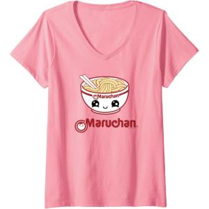 image:imageWomens Maruchan Cute Noodle Bowl Face Logo VNeck TShirtPink
