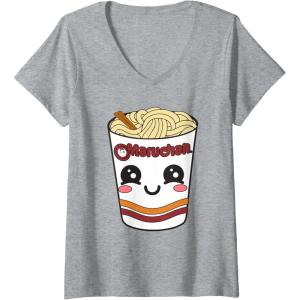 image:imageWomens Maruchan Cute Ramen Noodle Cup Face VNeck TShirtHeather Grey
