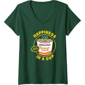 image:imageWomens Maruchan Happiness In A Cup Instant Lunch Poster VNeck TShirtDark Green