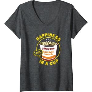 image:imageWomens Maruchan Happiness In A Cup Instant Lunch Poster VNeck TShirtDark Heather Grey