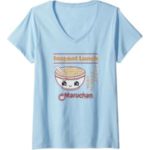 image:imageWomens Maruchan Happy Bowl of Noodles Instant Lunch Poster VNeck TShirtBaby Blue