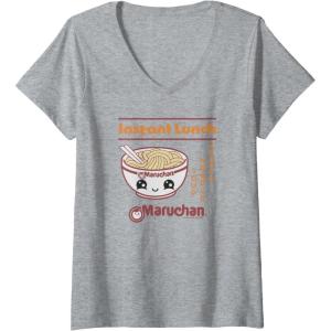 image:imageWomens Maruchan Happy Bowl of Noodles Instant Lunch Poster VNeck TShirtHeather Grey