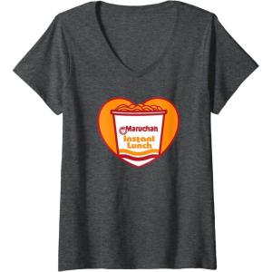 image:imageWomens Maruchan Heart Instant Lunch Ramen Soup Cup VNeck TShirtDark Heather Grey