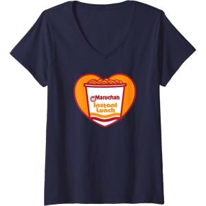 image:imageWomens Maruchan Heart Instant Lunch Ramen Soup Cup VNeck TShirtNavy Blue