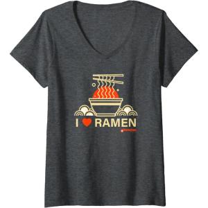 image:imageWomens Maruchan I Heart Ramen Noodle Bowl Poster VNeck TShirtDark Heather Grey