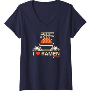 image:imageWomens Maruchan I Heart Ramen Noodle Bowl Poster VNeck TShirtNavy Blue