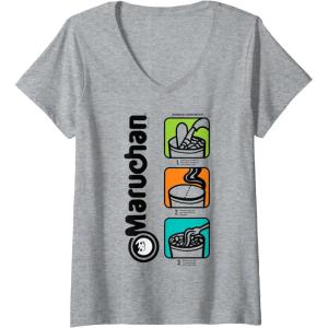 image:imageWomens Maruchan Instant Lunch Cooking Directions Icons VNeck TShirtHeather Grey