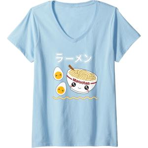 image:imageWomens Maruchan Instant Lunch Cute Ramen Japanese Style Logo VNeck TShirtBaby Blue