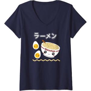 image:imageWomens Maruchan Instant Lunch Cute Ramen Japanese Style Logo VNeck TShirtNavy Blue