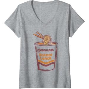 image:imageWomens Maruchan Instant Lunch Ramen Cup Art Logo VNeck TShirtHeather Grey