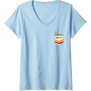 image:imageWomens Maruchan Instant Noodles Faux Pocket Logo VNeck TShirtBaby Blue