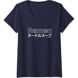 image:imageWomens Maruchan Japanese Ramen Katakana Logo VNeck TShirtNavy Blue