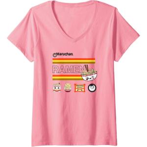 image:imageWomens Maruchan Ramen Cute Anime Faces Logo VNeck TShirtPink