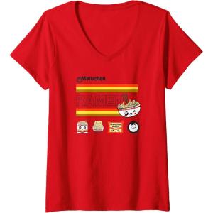 image:imageWomens Maruchan Ramen Cute Anime Faces Logo VNeck TShirtRed
