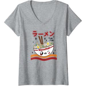 image:imageWomens Maruchan Yum Yum Winking Noodle Bowl Poster VNeck TShirtHeather Grey