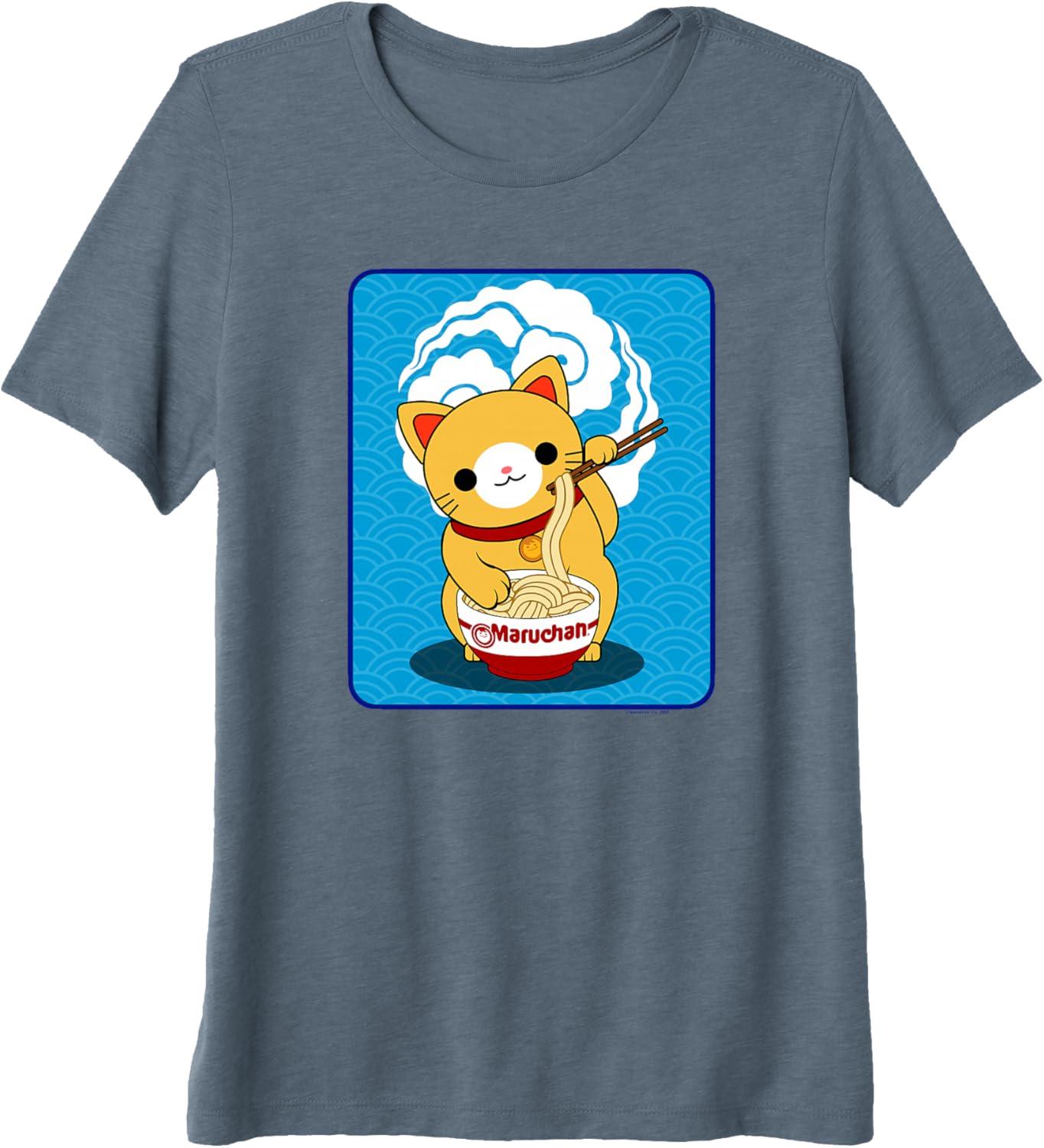 image:imageMaruchan Cat Eating Ramen Noodles Premium TShirtSlate Grey