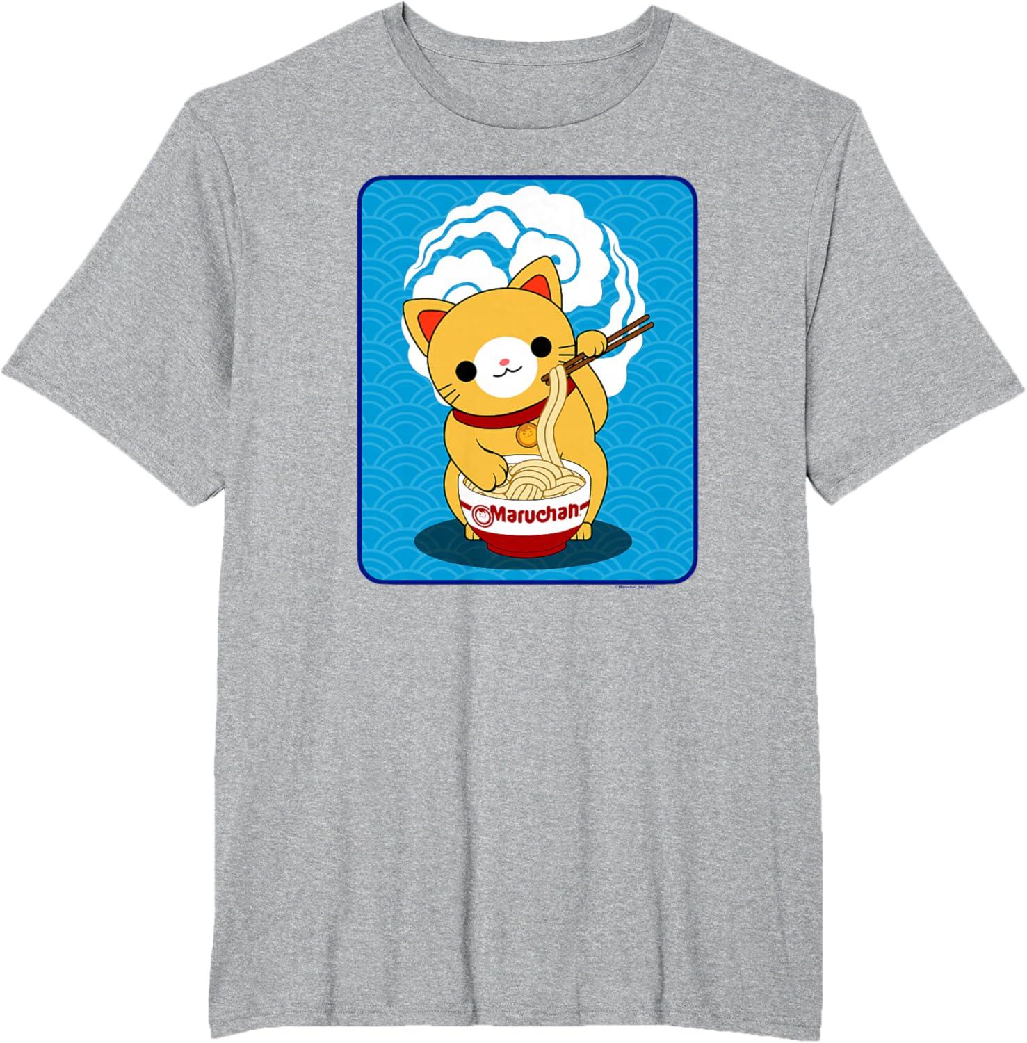 image:imageMaruchan Cat Eating Ramen Noodles TShirtHeather Grey
