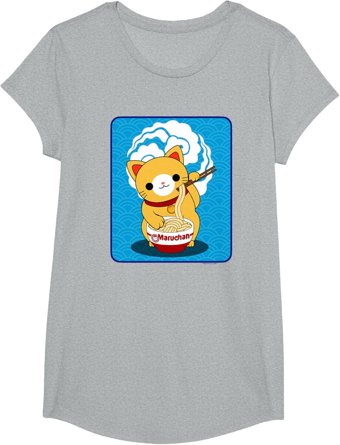 image:imageMaruchan Cat Eating Ramen Noodles TShirtHeather Grey