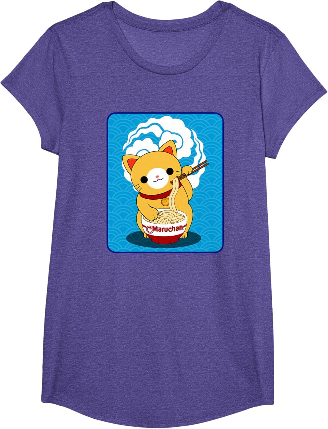 image:imageMaruchan Cat Eating Ramen Noodles TShirtPurple Heather