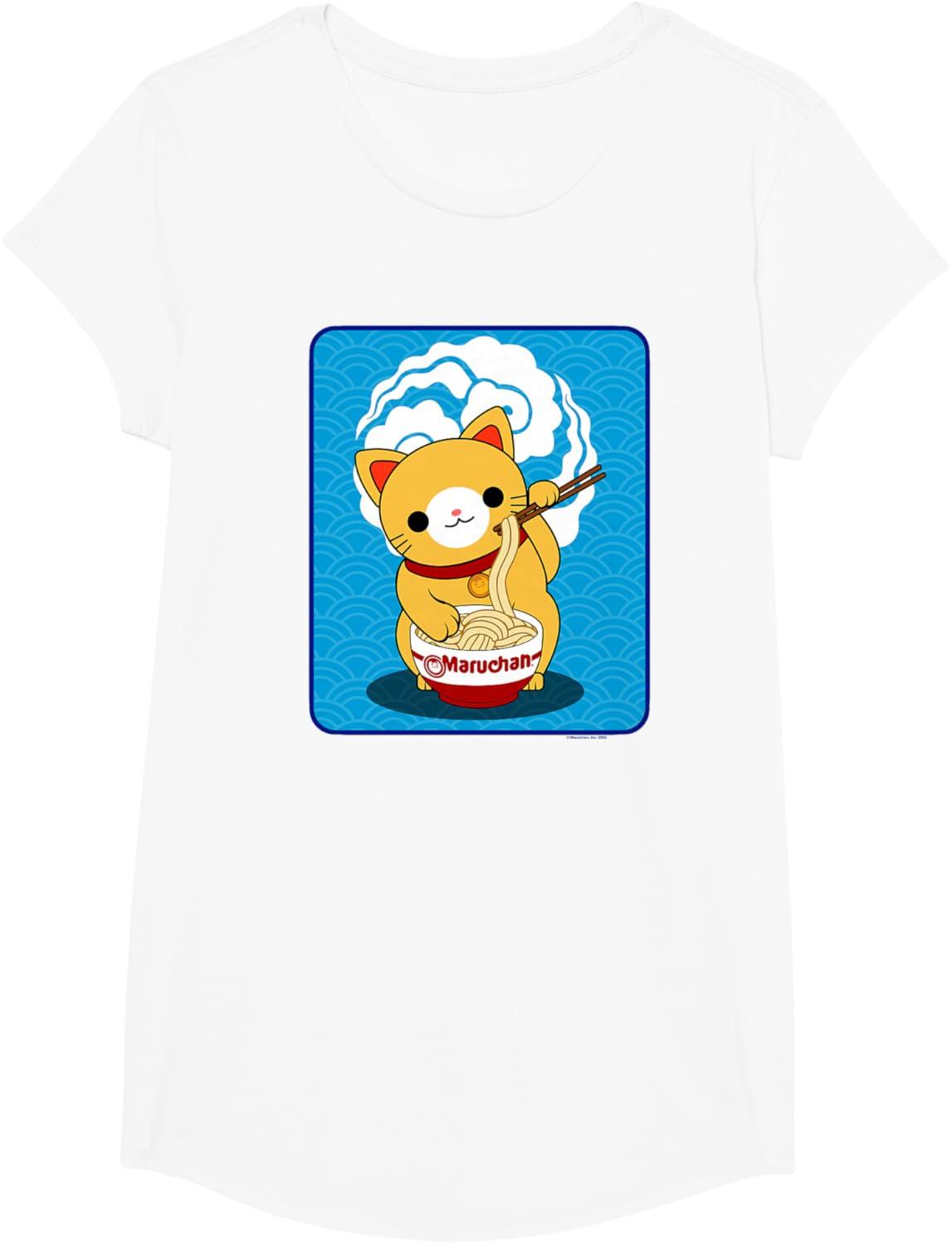 image:imageMaruchan Cat Eating Ramen Noodles TShirtWhite