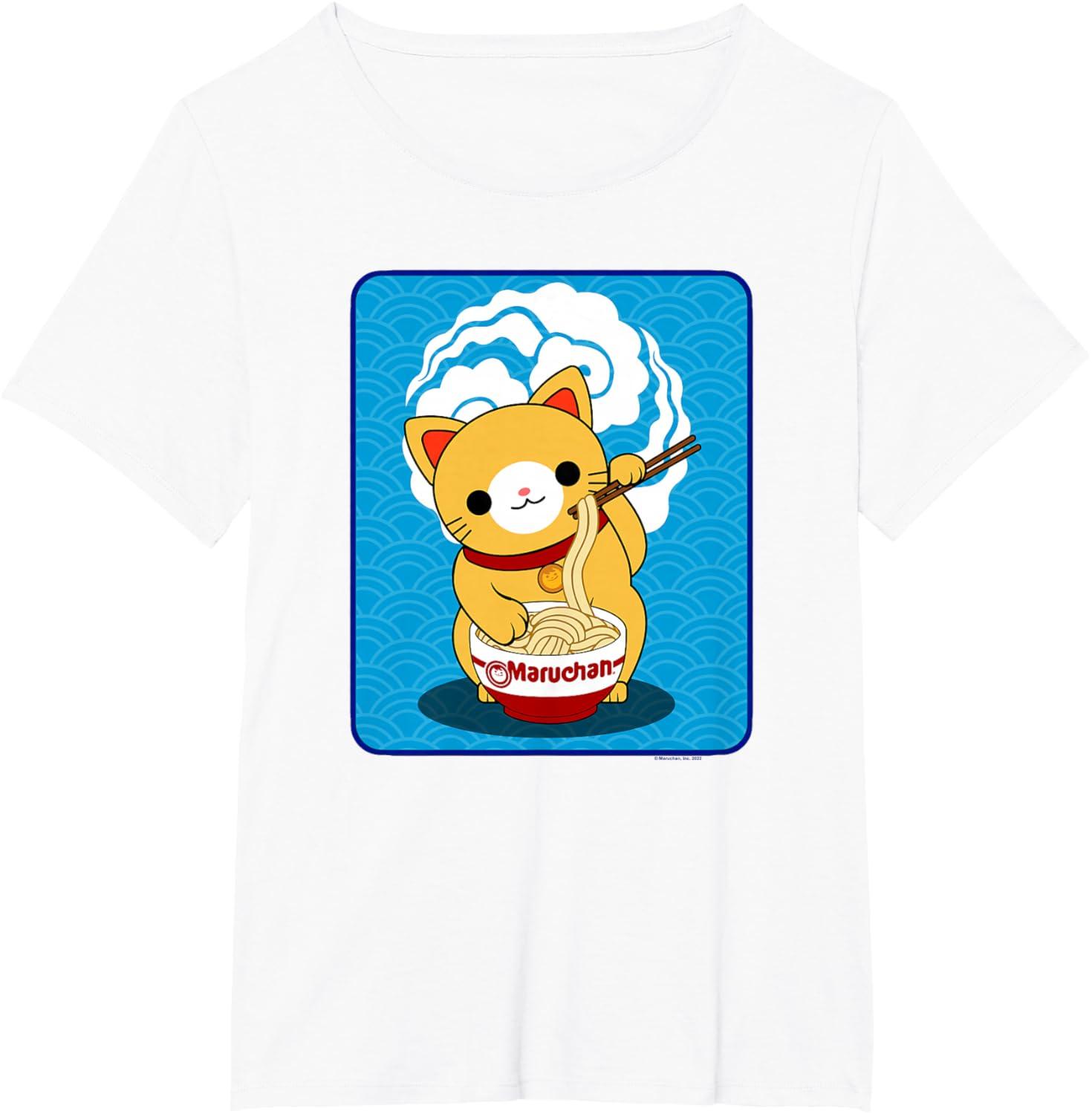 image:imageMaruchan Cat Eating Ramen Noodles TShirtWhite