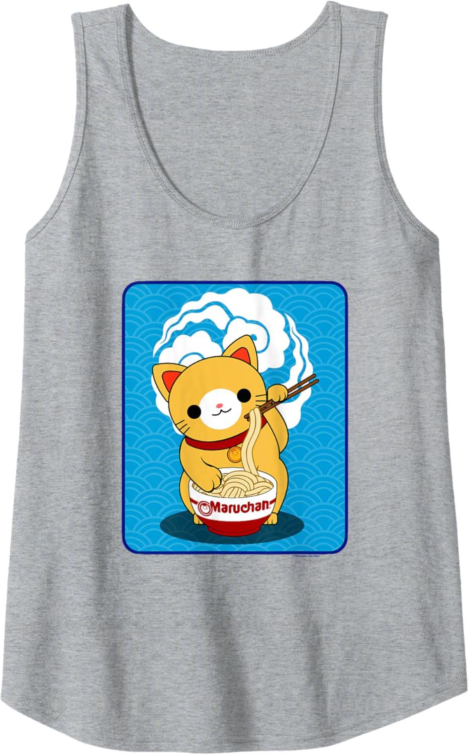 image:imageMaruchan Cat Eating Ramen Noodles Tank TopHeather Grey