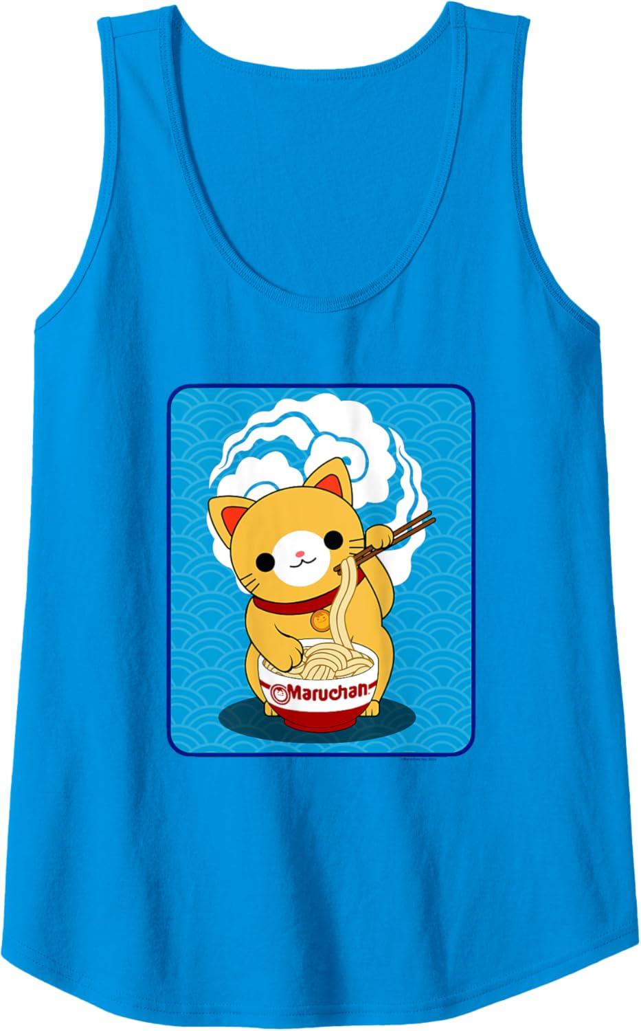 image:imageMaruchan Cat Eating Ramen Noodles Tank TopSapphire Blue