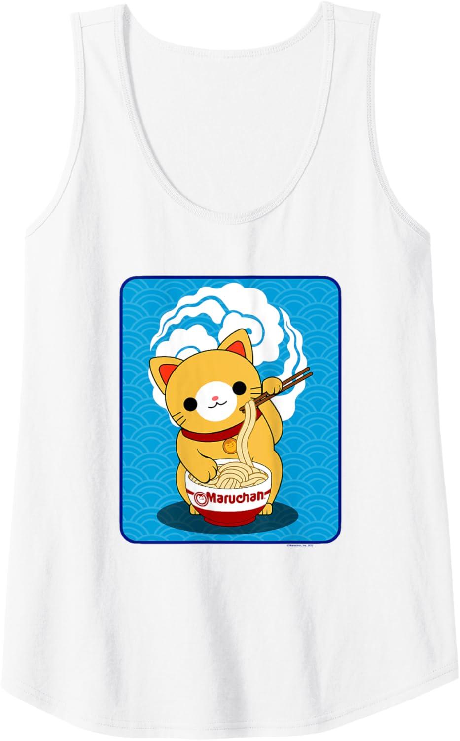 image:imageMaruchan Cat Eating Ramen Noodles Tank TopWhite