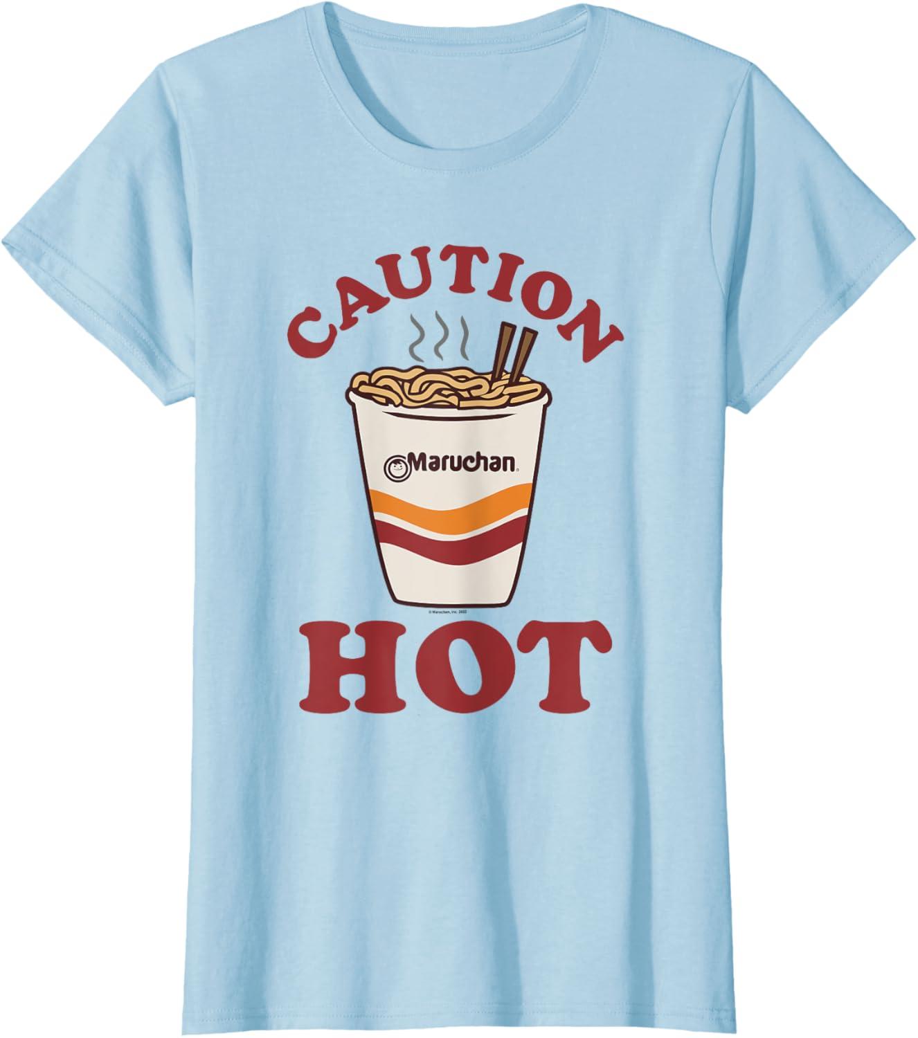 image:imageMaruchan Caution Hot Steaming Noodle Cup TShirtBaby Blue