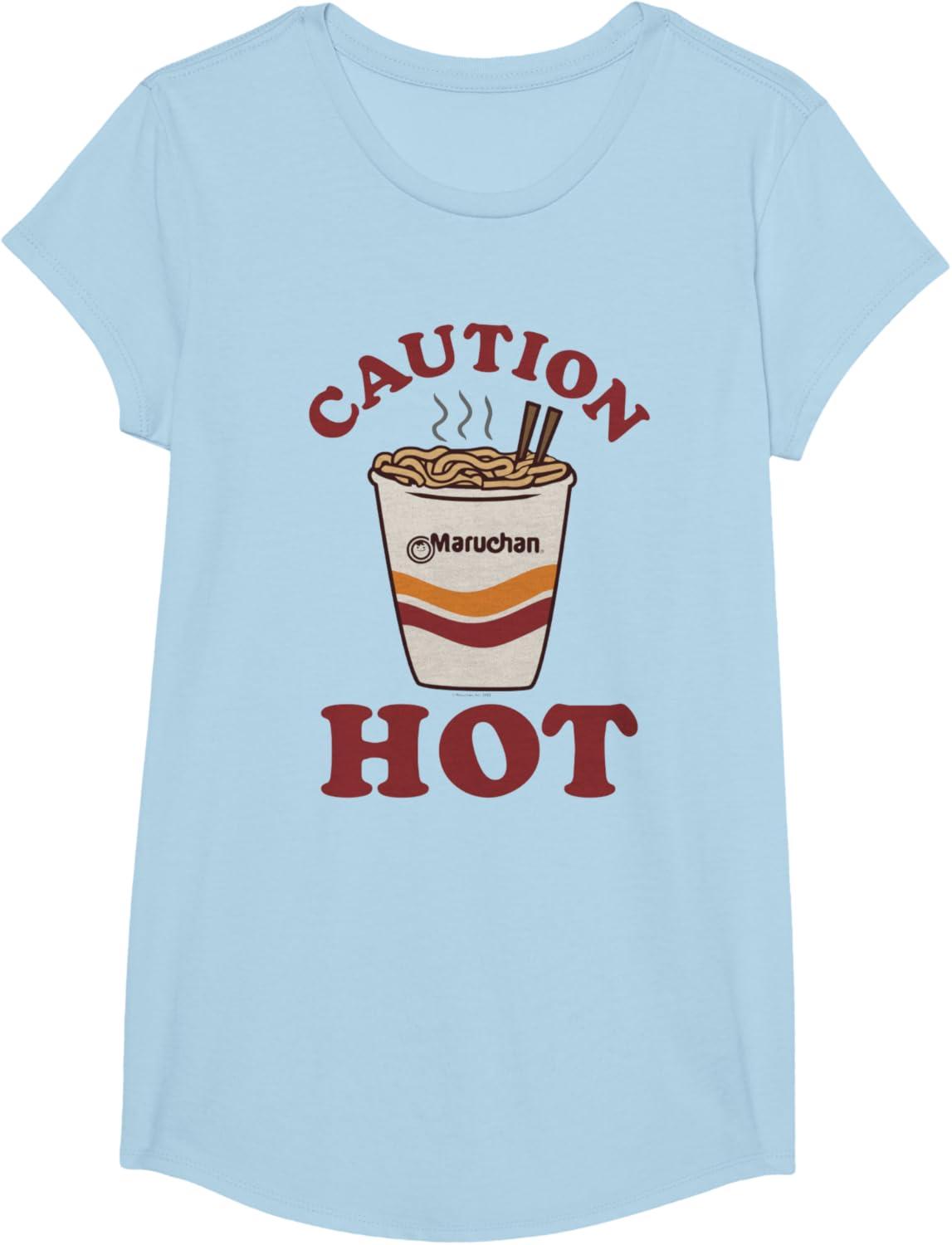 image:imageMaruchan Caution Hot Steaming Noodle Cup TShirtBaby Blue