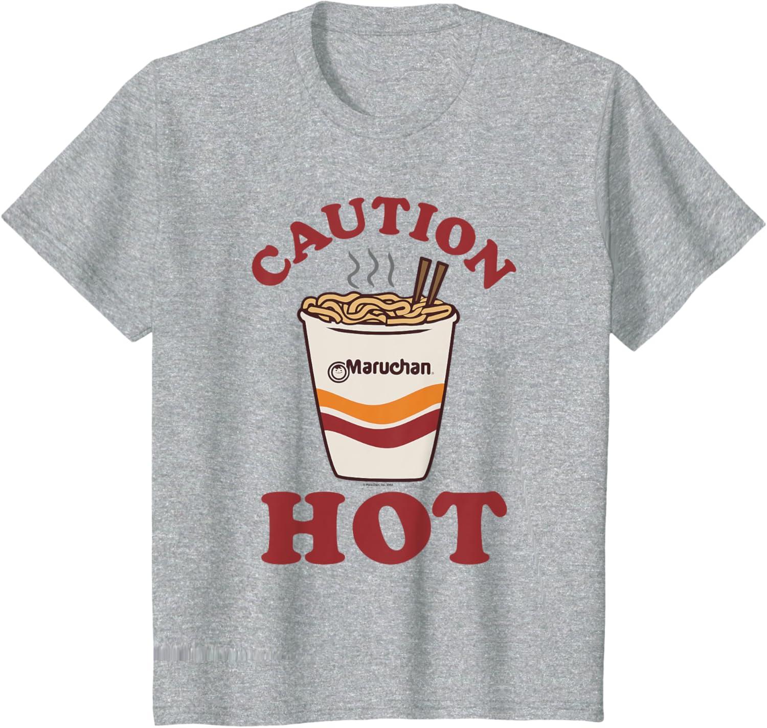 image:imageMaruchan Caution Hot Steaming Noodle Cup TShirtHeather Grey