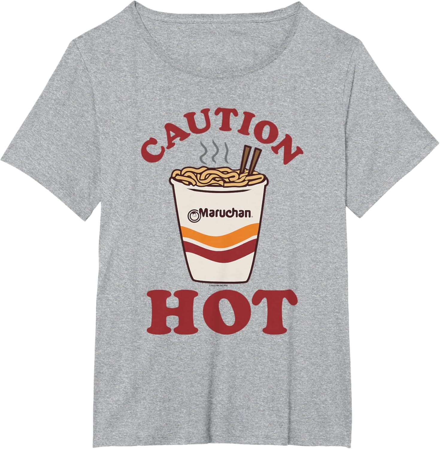 image:imageMaruchan Caution Hot Steaming Noodle Cup TShirtHeather Grey