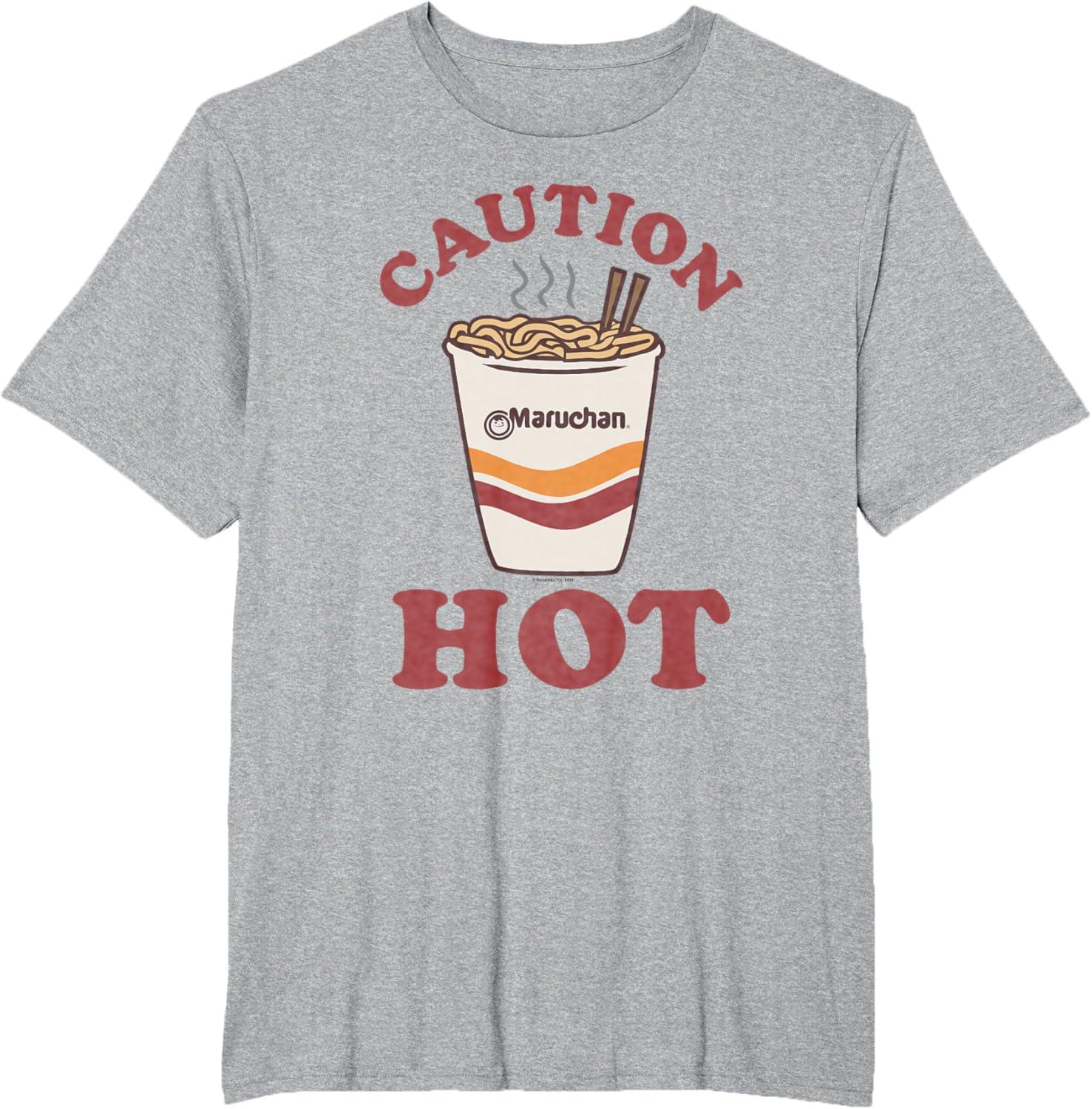 image:imageMaruchan Caution Hot Steaming Noodle Cup TShirtHeather Grey