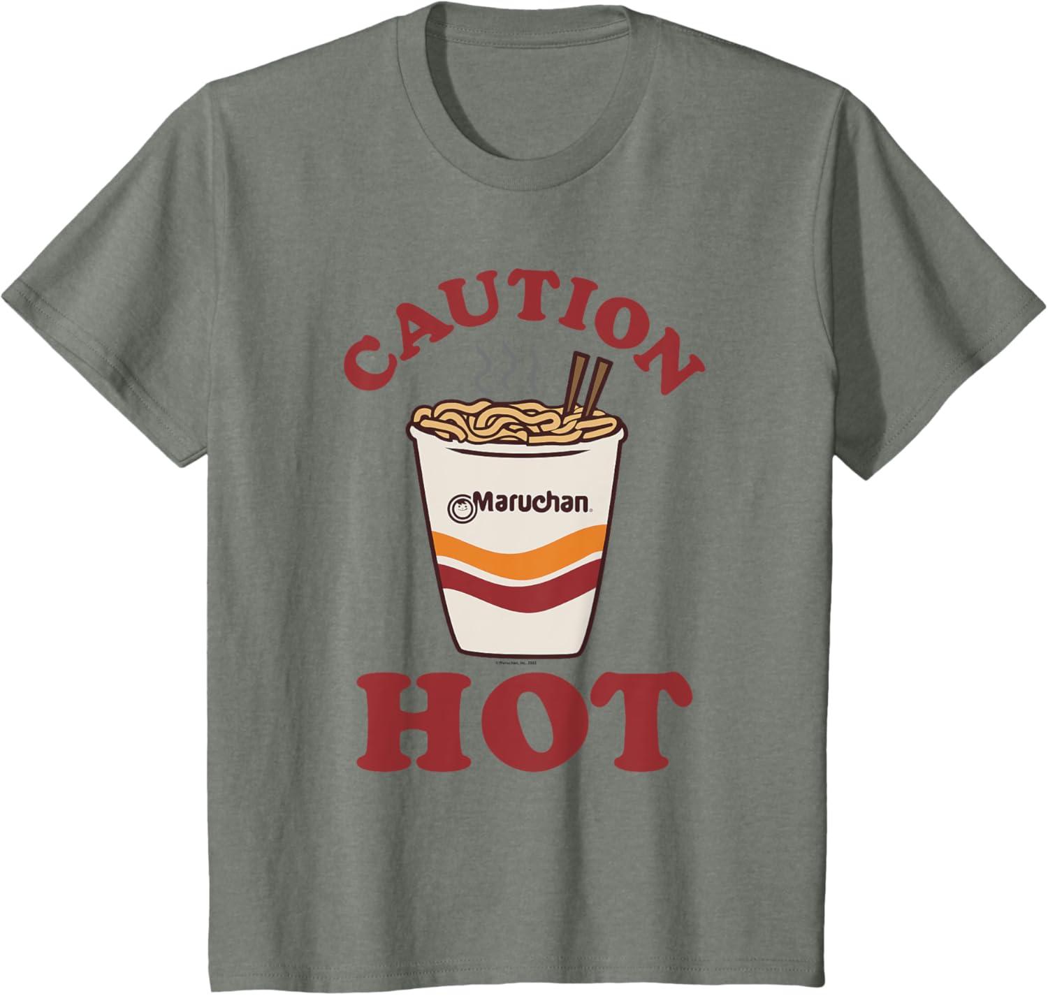 image:imageMaruchan Caution Hot Steaming Noodle Cup TShirtOlive Heather