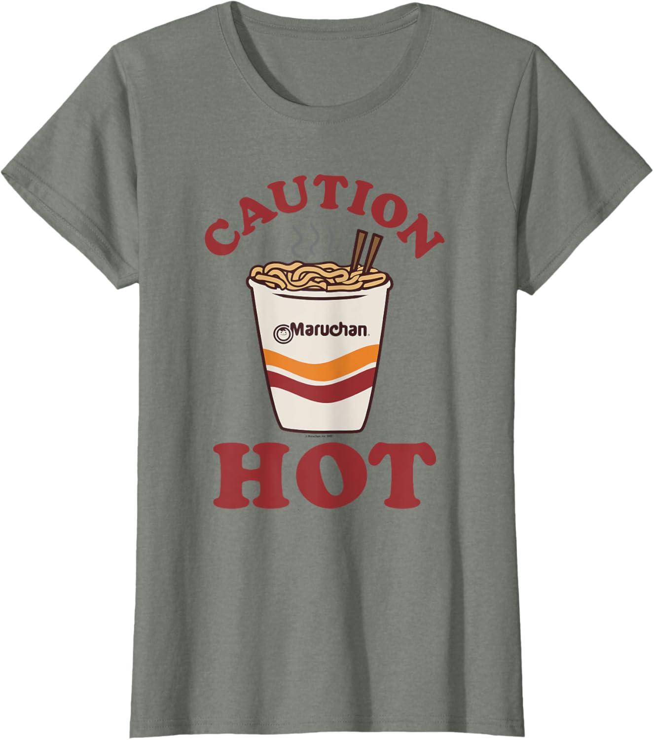 image:imageMaruchan Caution Hot Steaming Noodle Cup TShirtOlive Heather