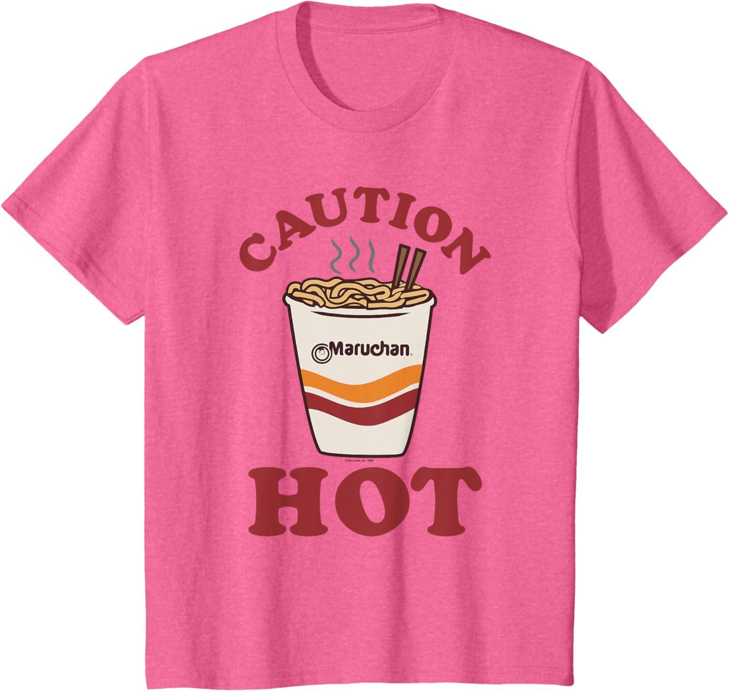 image:imageMaruchan Caution Hot Steaming Noodle Cup TShirtPink Heather