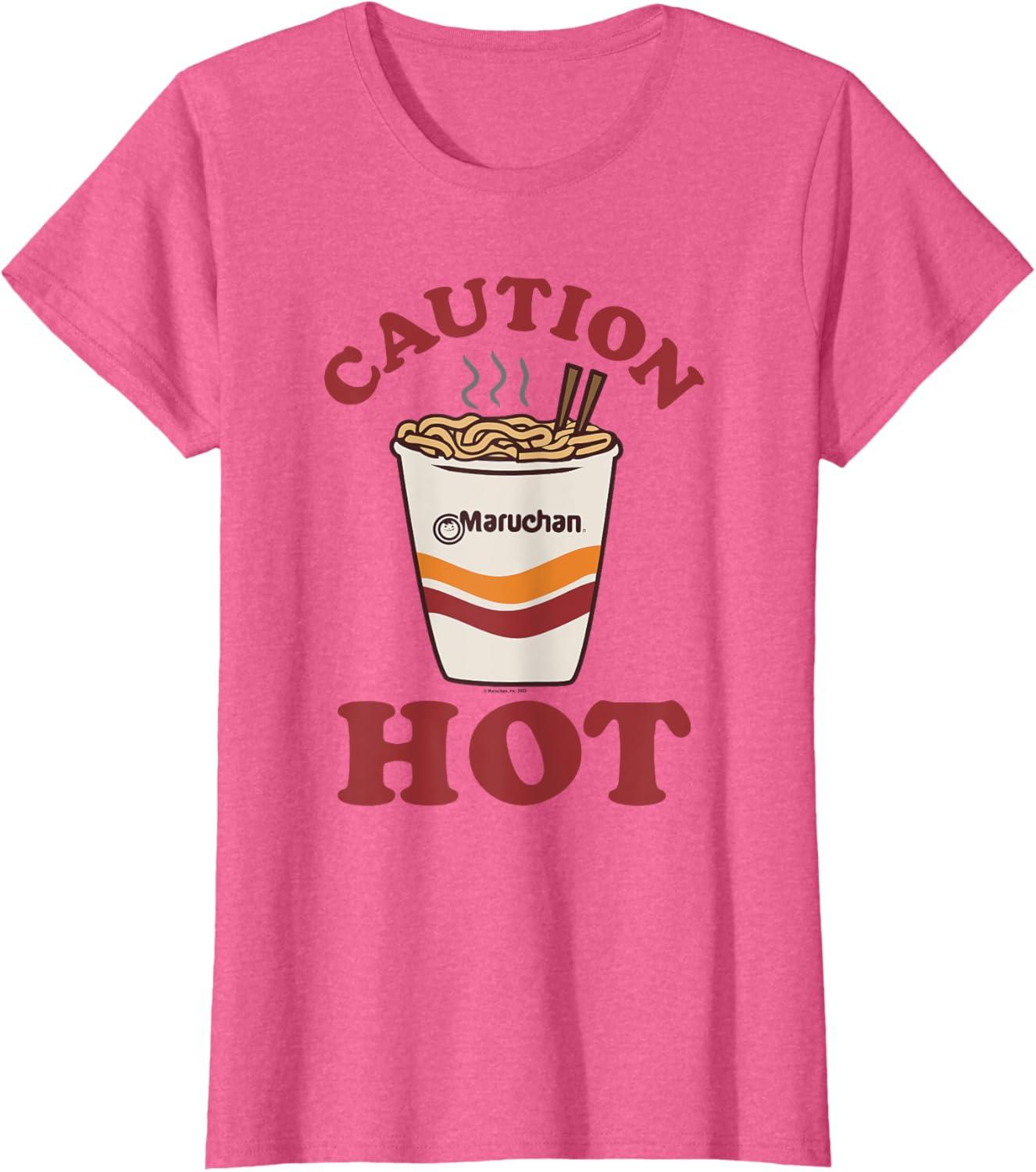 image:imageMaruchan Caution Hot Steaming Noodle Cup TShirtPink Heather