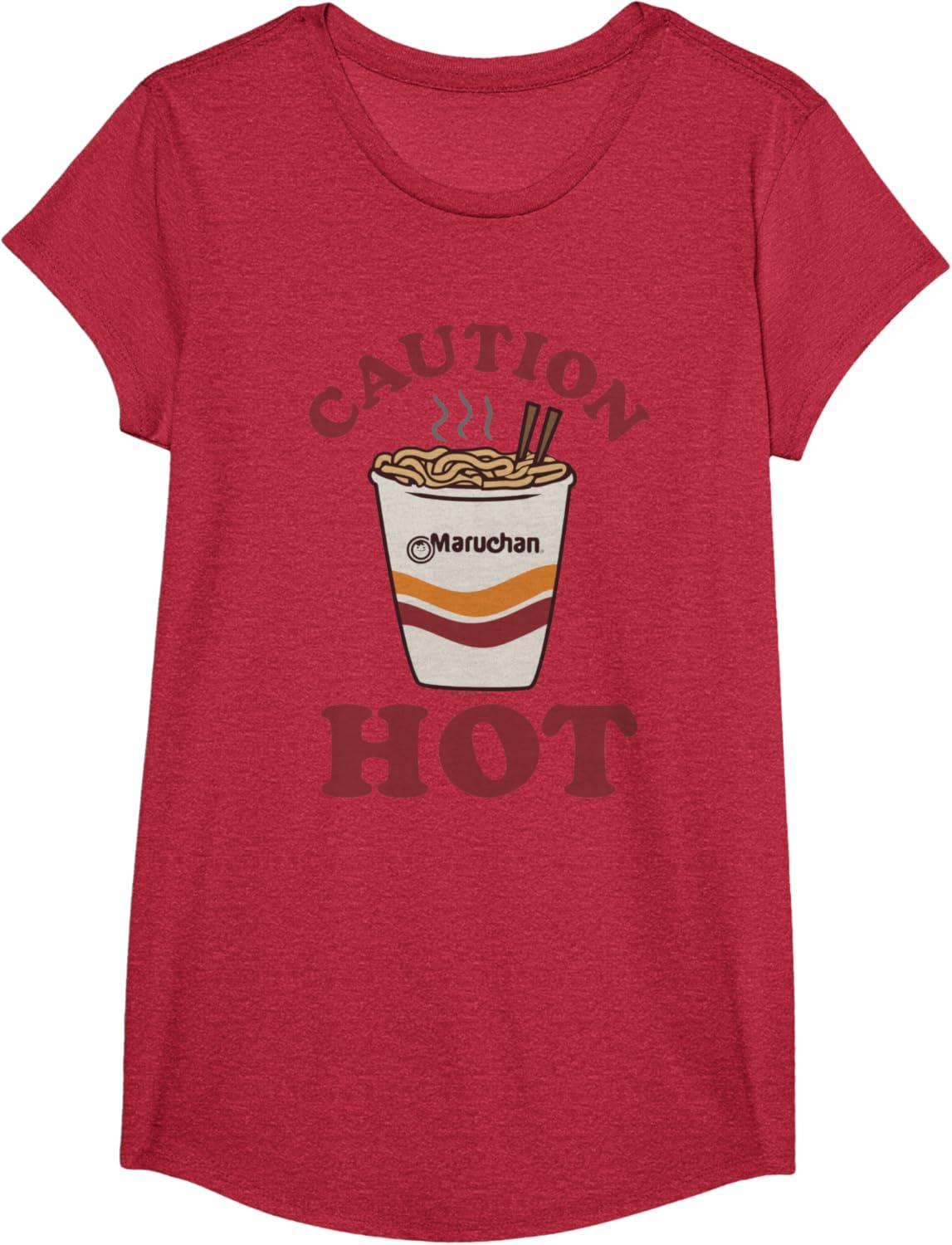 image:imageMaruchan Caution Hot Steaming Noodle Cup TShirtRed Heather