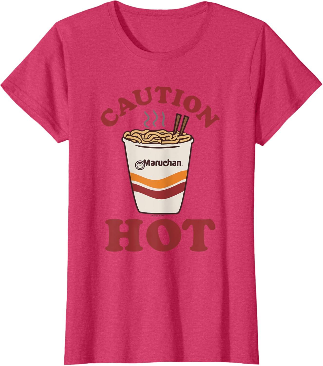 image:imageMaruchan Caution Hot Steaming Noodle Cup TShirtRed Heather