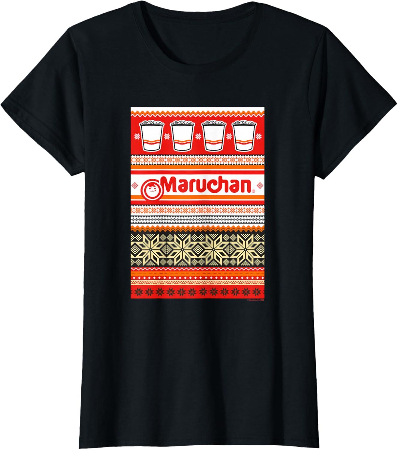 image:imageMaruchan Christmas Instant Lunch Ugly Sweater Style TShirtBlack