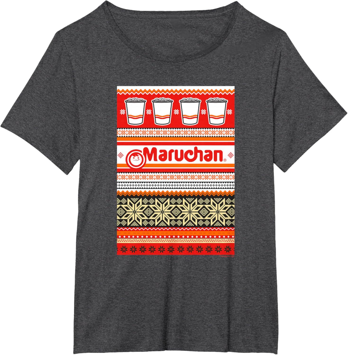 image:imageMaruchan Christmas Instant Lunch Ugly Sweater Style TShirtDark Heather Grey