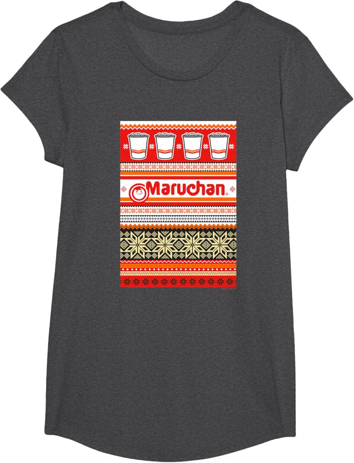 image:imageMaruchan Christmas Instant Lunch Ugly Sweater Style TShirtDark Heather Grey